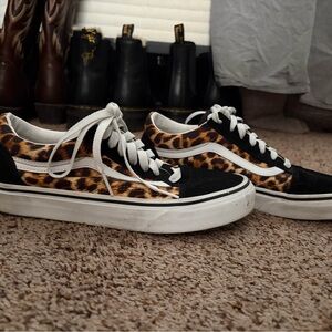 Vans Black and Leopard Women's Sneakers